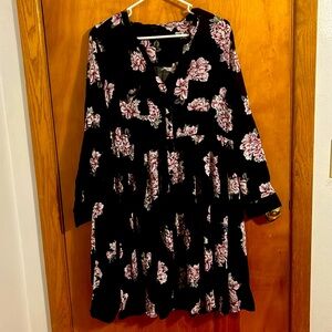 Torrid long sleeved button front floral dress